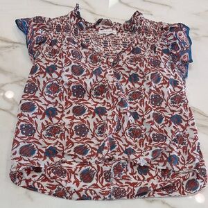 House of Harlow 1960 Red and Blue Floral Top